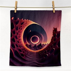 Ai Generated Swirl Space Design Fractal Light 3d Art Face Towel by Ravend