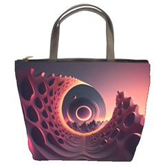 Ai Generated Swirl Space Design Fractal Light 3d Art Bucket Bag by Ravend