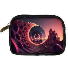 Ai Generated Swirl Space Design Fractal Light 3d Art Digital Camera Leather Case by Ravend