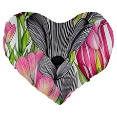 Budding And Captivating Large 19  Premium Heart Shape Cushions by GardenOfOphir