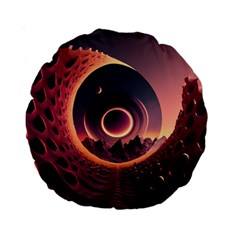 Ai Generated Swirl Space Design Fractal Light 3d Art Standard 15  Premium Round Cushions by Ravend