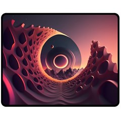 Ai Generated Swirl Space Design Fractal Light 3d Art Fleece Blanket (medium) by Ravend