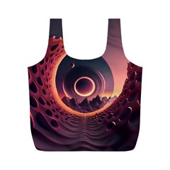 Ai Generated Swirl Space Design Fractal Light 3d Art Full Print Recycle Bag (m) by Ravend