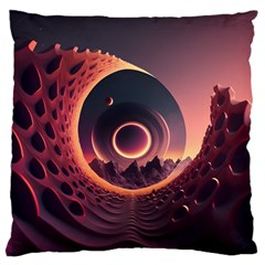 Ai Generated Swirl Space Design Fractal Light 3d Art Large Premium Plush Fleece Cushion Case (one Side) by Ravend