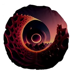 Ai Generated Swirl Space Design Fractal Light 3d Art Large 18  Premium Flano Round Cushions by Ravend