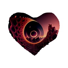 Ai Generated Swirl Space Design Fractal Light 3d Art Standard 16  Premium Flano Heart Shape Cushions by Ravend