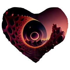 Ai Generated Swirl Space Design Fractal Light 3d Art Large 19  Premium Flano Heart Shape Cushions by Ravend