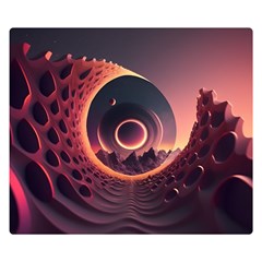 Ai Generated Swirl Space Design Fractal Light 3d Art Premium Plush Fleece Blanket (small) by Ravend