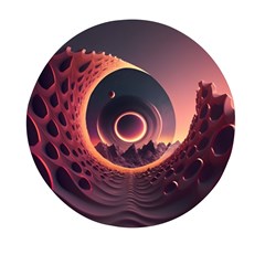 Ai Generated Swirl Space Design Fractal Light 3d Art Mini Round Pill Box by Ravend