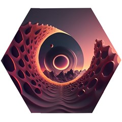 Ai Generated Swirl Space Design Fractal Light 3d Art Wooden Puzzle Hexagon by Ravend