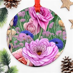 Broken And Budding Watercolor Flowers Ornament (round) by GardenOfOphir