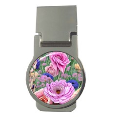 Broken And Budding Watercolor Flowers Money Clips (round)  by GardenOfOphir