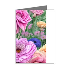 Broken And Budding Watercolor Flowers Mini Greeting Card by GardenOfOphir