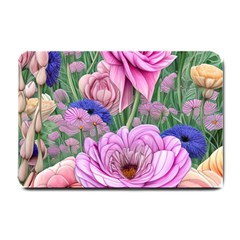 Broken And Budding Watercolor Flowers Small Doormat by GardenOfOphir