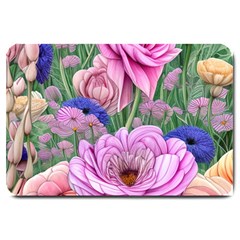 Broken And Budding Watercolor Flowers Large Doormat by GardenOfOphir