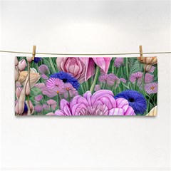 Broken And Budding Watercolor Flowers Hand Towel by GardenOfOphir