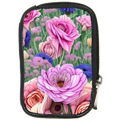 Broken And Budding Watercolor Flowers Compact Camera Leather Case by GardenOfOphir