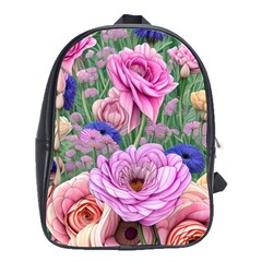 Broken And Budding Watercolor Flowers School Bag (large) by GardenOfOphir