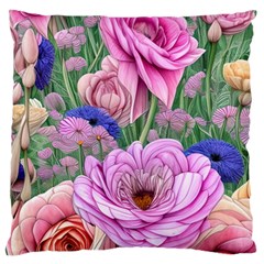 Broken And Budding Watercolor Flowers Large Cushion Case (one Side) by GardenOfOphir