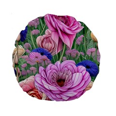 Broken And Budding Watercolor Flowers Standard 15  Premium Round Cushions by GardenOfOphir