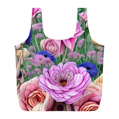 Broken And Budding Watercolor Flowers Full Print Recycle Bag (l) by GardenOfOphir