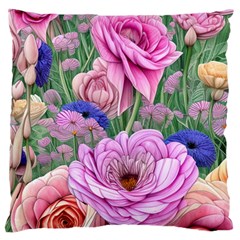 Broken And Budding Watercolor Flowers Standard Premium Plush Fleece Cushion Case (one Side) by GardenOfOphir