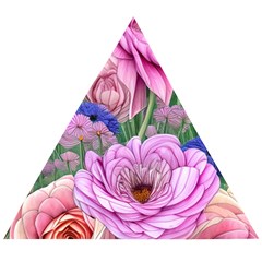 Broken And Budding Watercolor Flowers Wooden Puzzle Triangle by GardenOfOphir