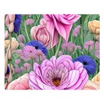 Broken And Budding Watercolor Flowers One Side Premium Plush Fleece Blanket (Large) 80 x60  Blanket Front