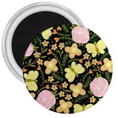 Flowers Rose Blossom Pattern Creative Motif 3  Magnets by Ravend