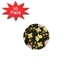 Flowers Rose Blossom Pattern Creative Motif 1  Mini Buttons (10 Pack)  by Ravend