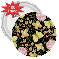 Flowers Rose Blossom Pattern Creative Motif 3  Buttons (100 Pack)  by Ravend