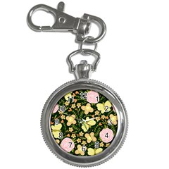 Flowers Rose Blossom Pattern Creative Motif Key Chain Watches by Ravend