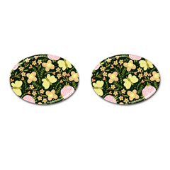 Flowers Rose Blossom Pattern Creative Motif Cufflinks (oval)