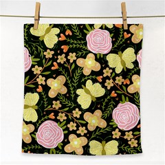 Flowers Rose Blossom Pattern Creative Motif Face Towel by Ravend