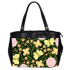 Flowers Rose Blossom Pattern Creative Motif Oversize Office Handbag (2 Sides) by Ravend