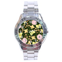 Flowers Rose Blossom Pattern Creative Motif Stainless Steel Analogue Watch by Ravend