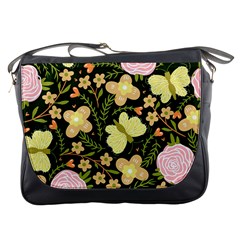 Flowers Rose Blossom Pattern Creative Motif Messenger Bag by Ravend