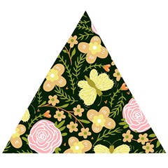 Flowers Rose Blossom Pattern Creative Motif Wooden Puzzle Triangle by Ravend