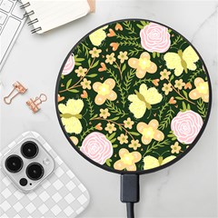 Flowers Rose Blossom Pattern Creative Motif Wireless Fast Charger(black) by Ravend