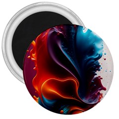 Ai Generated Swirl Splash Blaze Design Art 3  Magnets by Ravend