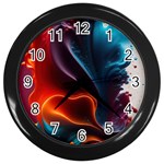 Ai Generated Swirl Splash Blaze Design Art Wall Clock (Black) Front