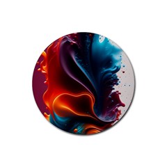 Ai Generated Swirl Splash Blaze Design Art Rubber Coaster (round) by Ravend