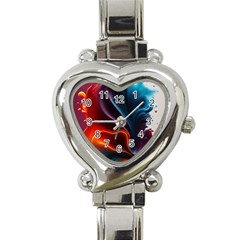 Ai Generated Swirl Splash Blaze Design Art Heart Italian Charm Watch by Ravend