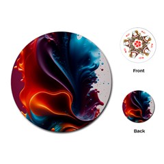 Ai Generated Swirl Splash Blaze Design Art Playing Cards Single Design (round) by Ravend