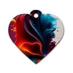 Ai Generated Swirl Splash Blaze Design Art Dog Tag Heart (one Side) by Ravend