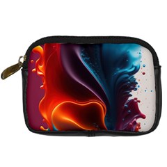 Ai Generated Swirl Splash Blaze Design Art Digital Camera Leather Case by Ravend