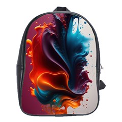 Ai Generated Swirl Splash Blaze Design Art School Bag (large) by Ravend