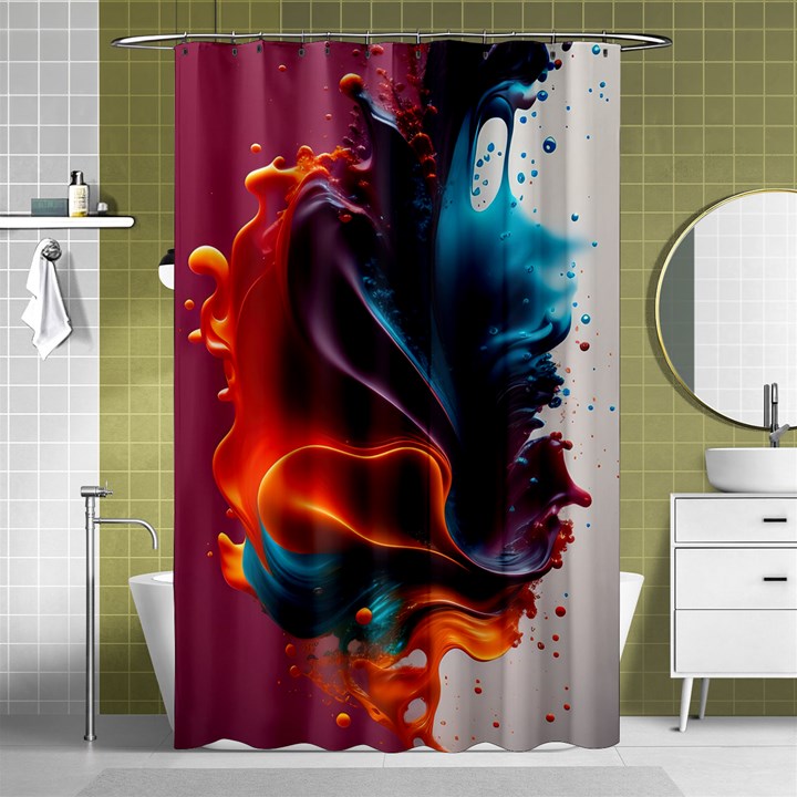 Ai Generated Swirl Splash Blaze Design Art Shower Curtain 48  x 72  (Small) 