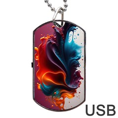 Ai Generated Swirl Splash Blaze Design Art Dog Tag Usb Flash (one Side) by Ravend