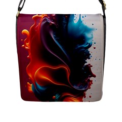 Ai Generated Swirl Splash Blaze Design Art Flap Closure Messenger Bag (l) by Ravend